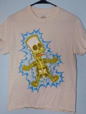 The Simpsons Electro Bart Tshirt Mens Medium Skeleton Electric Shock